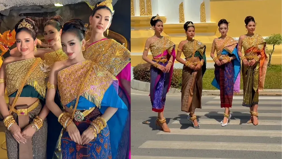 បវរកញ្ញាខ្មែរកម្ពស់ខ្ពស់ទាំង ៤ រូប រួមគ្នា ផ្សព្វផ្សាយពីសម្លៀកបំពាក់ស្បៃខ្មែរ