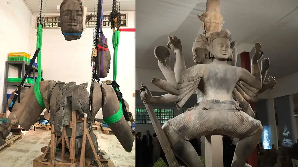 ប្រតិមាព្រះឥសូរដ៏ធំបំផុតនៅកម្ពុជា ដែលបាក់បែកជាង១ម៉ឺនបំណែក ពេលនេះចាប់កំណើតឡើងវិញ