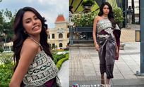 បវរកញ្ញាម្នាក់ទៀតហើយ យកឈុតស្បៃខ្មែរ ទៅដើរបង្ហាញតាមផ្លូវ នៅបរទេស