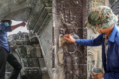 អ្នកជំនាញកំពុងព្យាបាលថ្មពុកផុយនៅបណ្ណាល័យខាងជើង នៃជាន់ទី២ប្រាសាទអង្គរវត្ត - Article