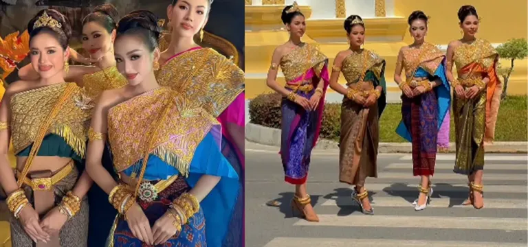 បវរកញ្ញាខ្មែរកម្ពស់ខ្ពស់ទាំង ៤ រូប រួមគ្នា ផ្សព្វផ្សាយពីសម្លៀកបំពាក់ស្បៃខ្មែរ