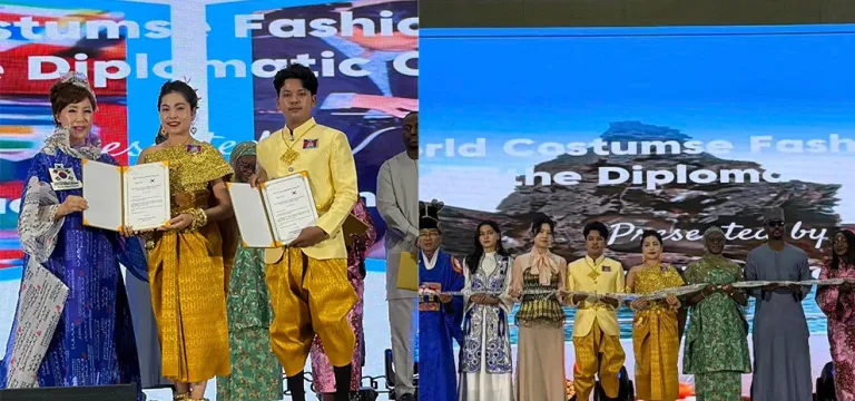 តំណាង​ទូត​ខ្មែរនៅ​​កូរ៉េ ដើរ​ម៉ូត​បង្ហាញ​ឈុតបុរាណ​ខ្មែរ​ក្នុង​ពិព័រណ៍​សម្លៀកបំពាក់ប្រពៃណីពិភពលោក